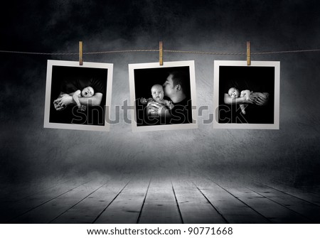 Images collection  line of newborn babys photographs