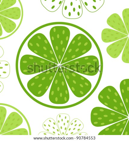 Lime slices pattern or background - green & white