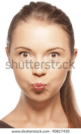 bright closeup portrait picture of funny teenage girl