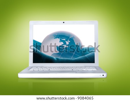 Laptop with globe picture