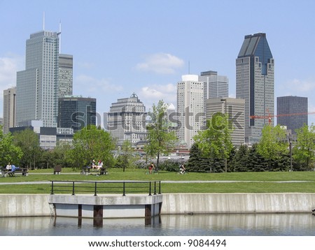 Lachine Canal and Montreal skyline