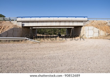 Wildlife crossing. They are structures that allow animals cross human-made barriers safley. Picture taken in A-15 motorway, Soria, Spain