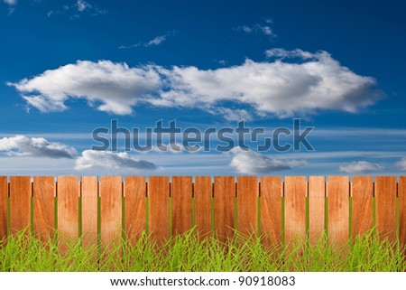 Fence with grass and the beautiful sky