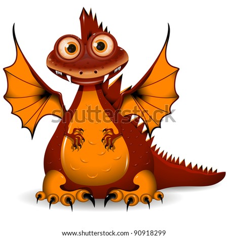 illustration, a funny red dragon, the symbol of the year