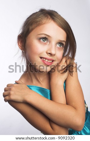 little girl in blue dress