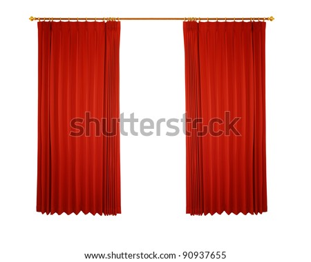 Theater stage with red curtain (with path) Royalty-Free Stock Photo #90937655