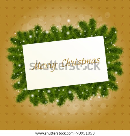 Christmas Card With New Year Tree, Vector Illustration