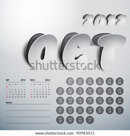 Vector 2012 Calendar Design - October