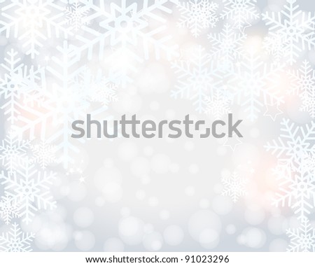 Beautiful modern, glittering bokeh winter background illustration with snow