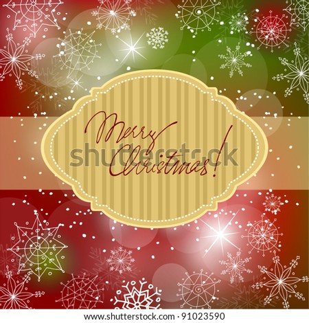 vector Christmas doodle greeting card design with snowflakes