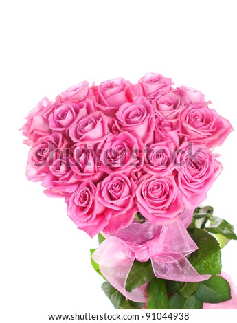 Bouquet of pink roses isolated on white background