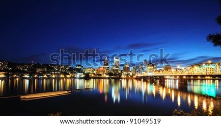 The night view of Portland skyline