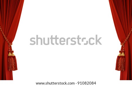 Theater stage with red curtain (with path) Royalty-Free Stock Photo #91082084