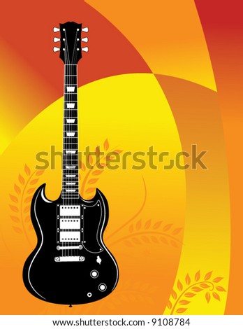 Music guitar vector background with floral and space for text