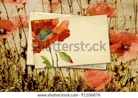 nostalgic note with poppy flower