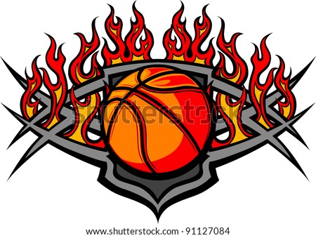 Graphic Basketball Ball vector image template with flames