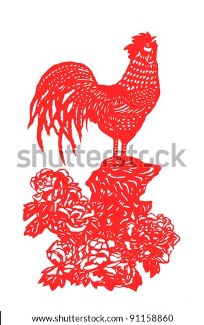 chinese paper-cut works in simple color background