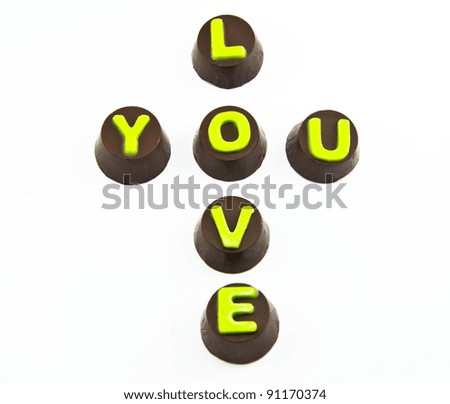 Chocolate Letters Spelling Love you