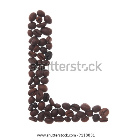 coffee letter l, white background, isolated