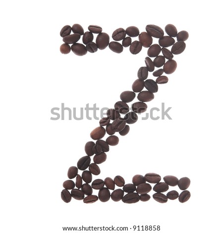 coffee letter z, white background, isolated