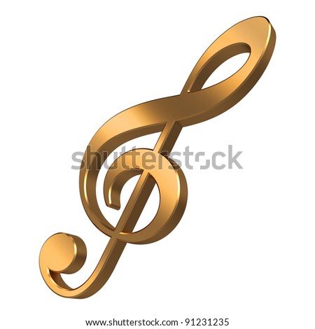 Gold music note isolated on white