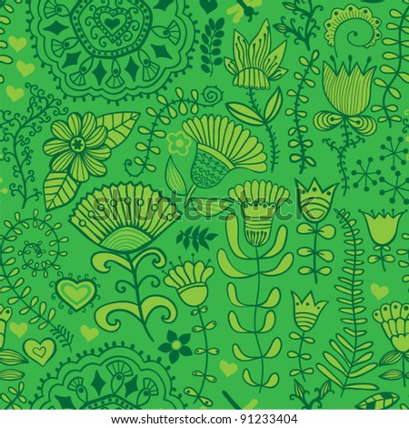 Seamless texture with flowers and butterflies. Endless floral pattern