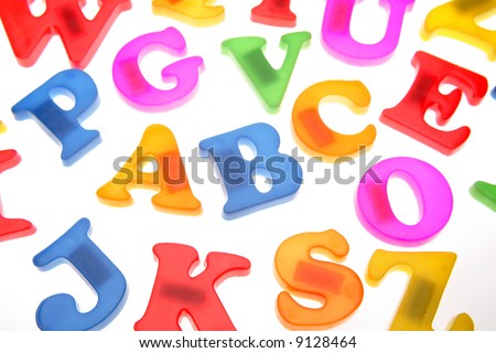 Alphabet letters over white background