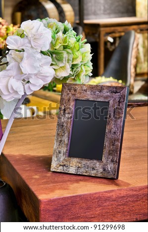 vintage photo frame on the table