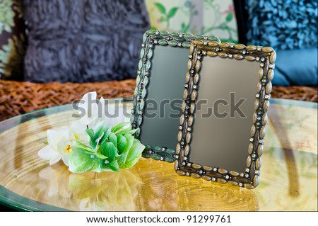 vintage photo frame with flower