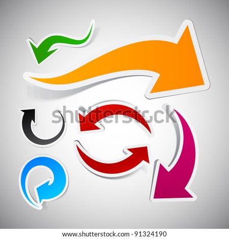 Sticky collection of paper arrows. Vector illustration.