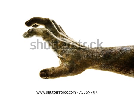 zombie Halloween hand with a claw taken in a studio for cutout Royalty-Free Stock Photo #91359707