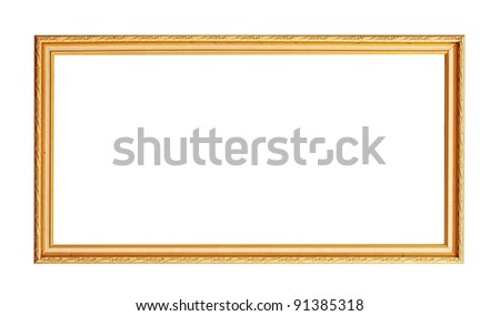 golden photo frame isolated on white
