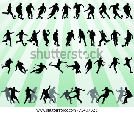 black silhouettes of football players -vector