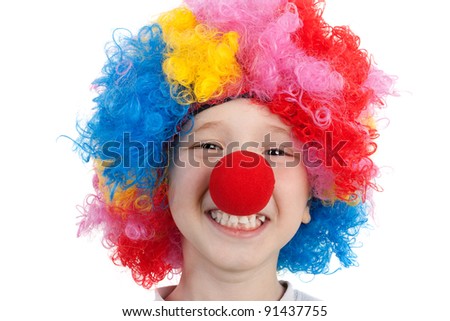 closeup image of the cute little clown boy