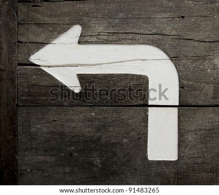 Turn left sign on texture old wood