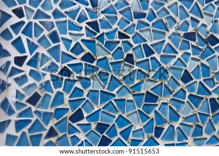 Water going down the mosaic glass wall texture decoration background Royalty-Free Stock Photo #91515653