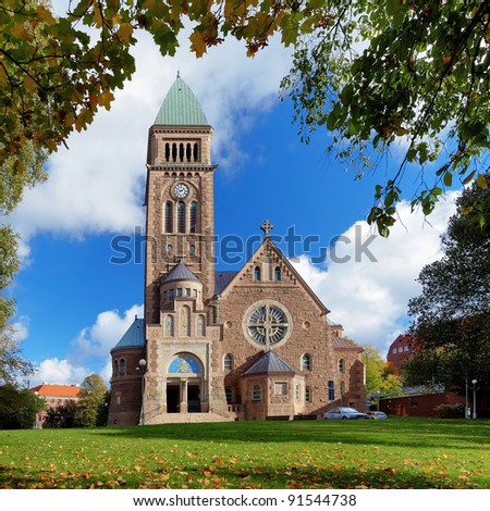 Vasa Church (Vasakyrkan) in Gothenburg in the autumn sunny day, Sweden Royalty-Free Stock Photo #91544738