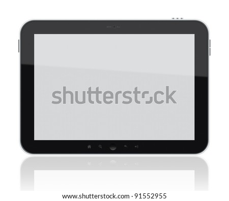 Generic digital tablet pc. Include clipping path for tablet and screen. Isolated on white.