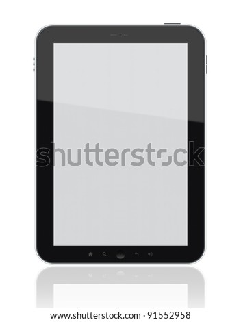 Generic digital tablet pc. Include clipping path for tablet and screen. Isolated on white.