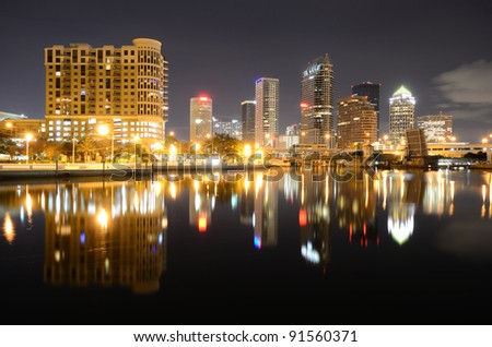Downtown Tampa, Florida along the Hillsborough River.