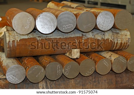 manufacturing raw materials - high strength alloy shafts billet in a manufacturing enterprise, close up of picture, Luannan County, Hebei Province, China.