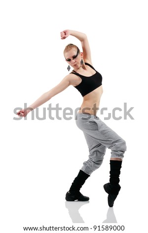 teen girl dancer isolated on white background