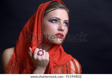 Beautiful Red Girl and make-up