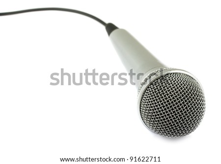 Silver microphone isolated on white background