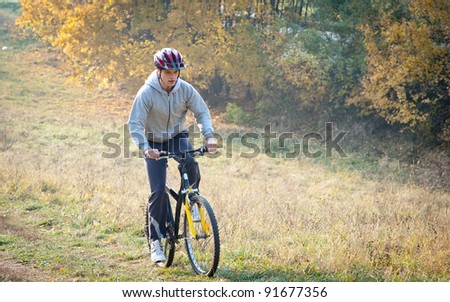 mountain bike race in a forest