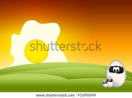 Cartoon Easter funny Eggs on abstract background