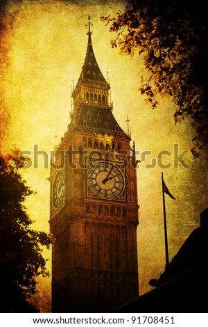 vintage style picture of the Big Ben in London
