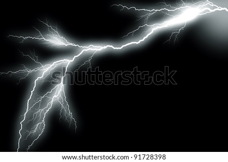 Gray-scaled picture of a lightning bolt on a black background