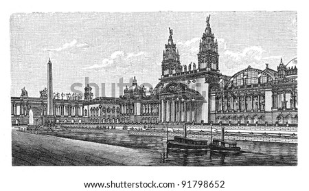  World exhibition building Chicago 1893 / illustration from Meyers Konversations-Lexikon 1897