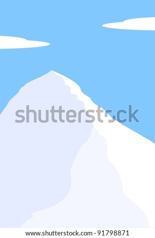 Vector illustration - Mount Everest, South Col - highest peak of world - Himalayas, Nepal, Tibet, China - mountain landscape